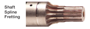 An example of shaft spline fretting which can happen sometimes when direct mounting a pump.